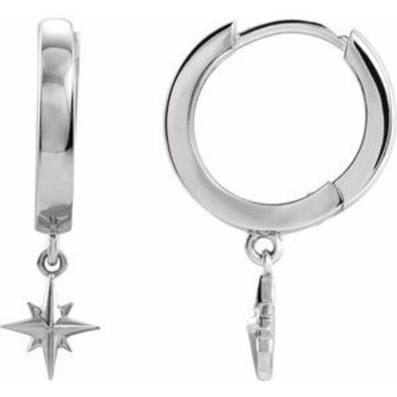 925 Sterling Silver Star Hoop EarringsHoop Earrings for Gift - 20.5mm